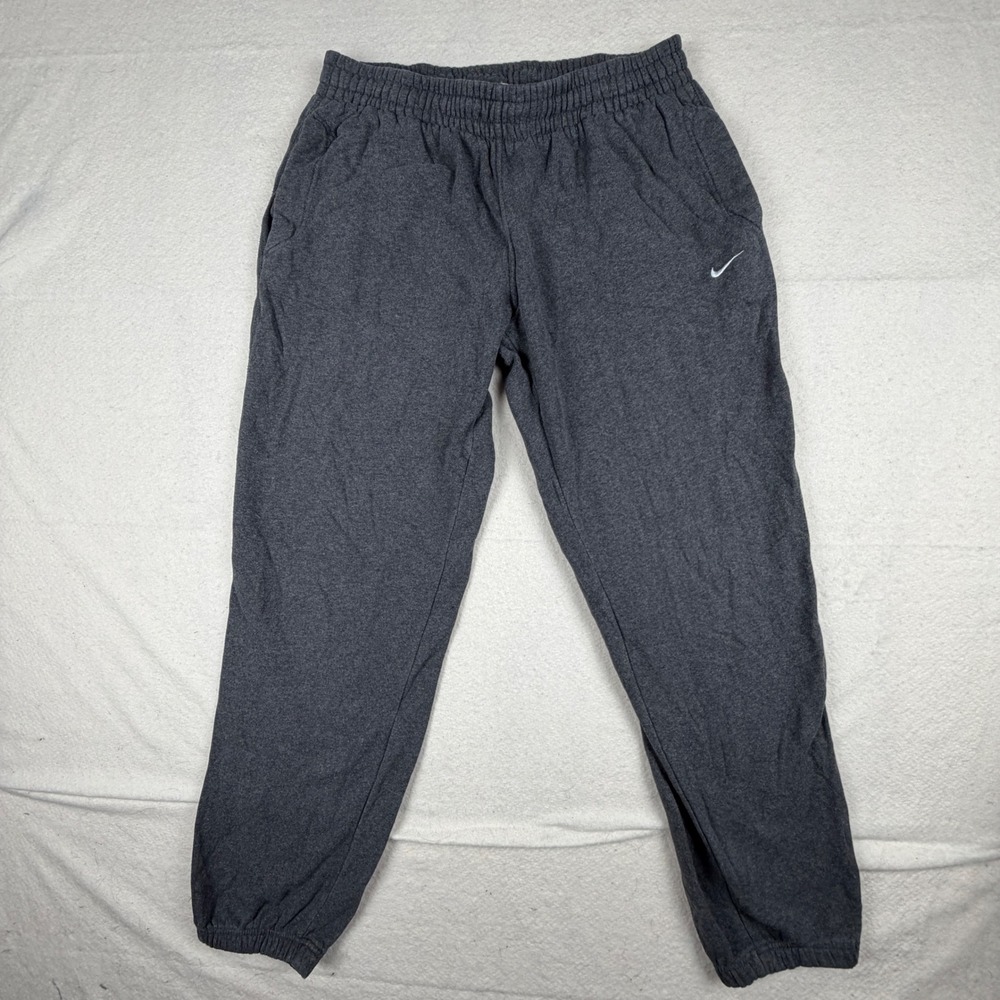 Nike Athletic Dept Mens Large Charcoal Gray Jogger Sweatpants Embroidered Logo